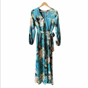 Ophelia Rose Teal Pink Floral Dress